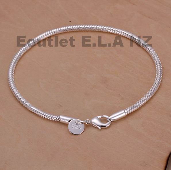 3mm SNAKE CHAIN SILVER BRACELET-20.5cm